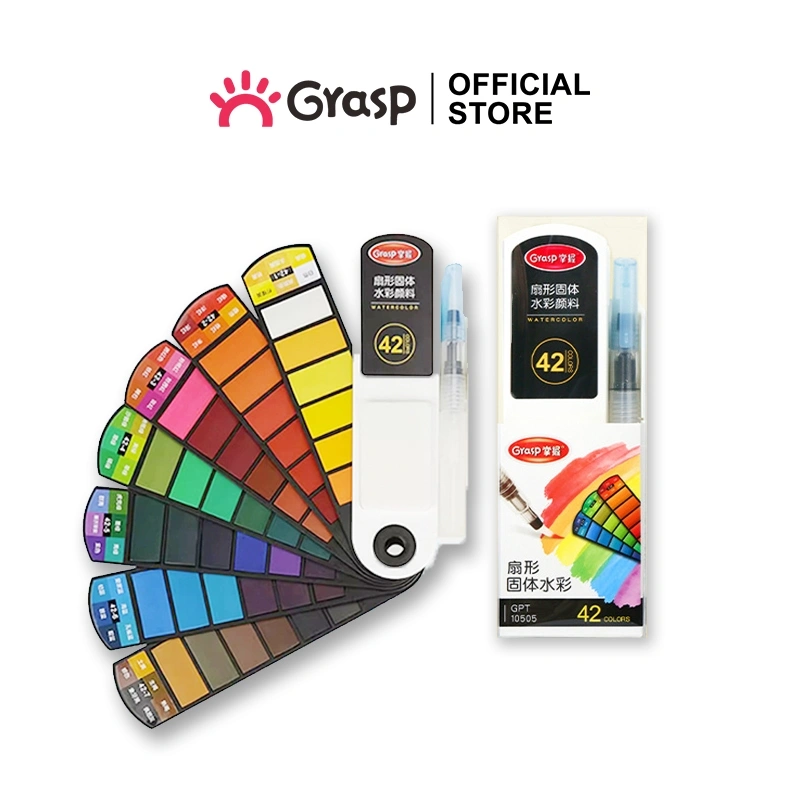 GRASP Set Cat Air Palet Kipas Watercolor Solid Set 18/24/36 Warna Dengan Kuas CPG003