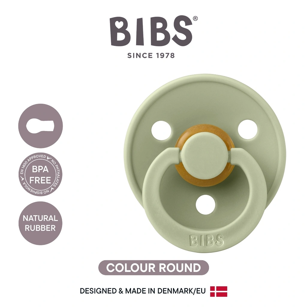 BIBS Pacifier Colour ROUND 1 Pack LATEX Empeng Bayi Empeng BIBS