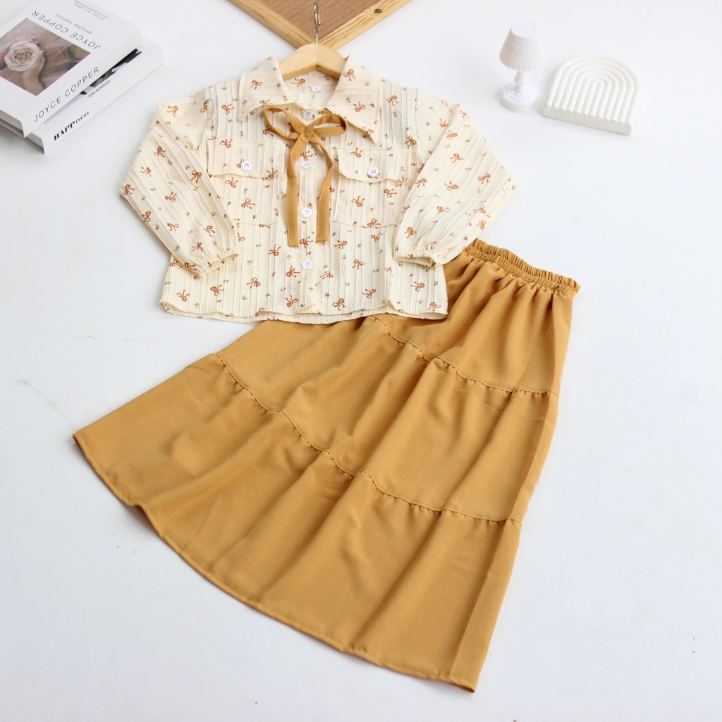 Setelan Rok Anak Helena I Atasan Motif Bunga 1-12 Tahun I Oneset Rok Anak Kekinian