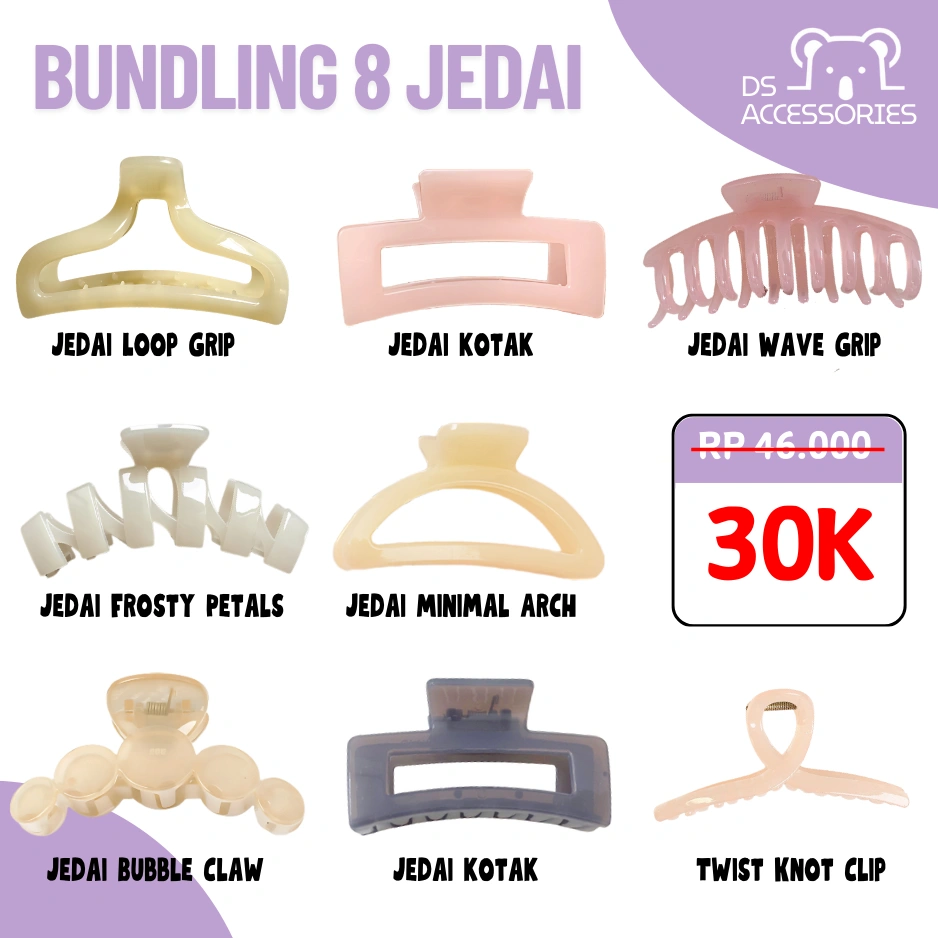 [8Pcs] Paket Jepitan Rambut 8Pcs / Jedai Rambut Ukuran Besar Sedang / Jedai Athectic