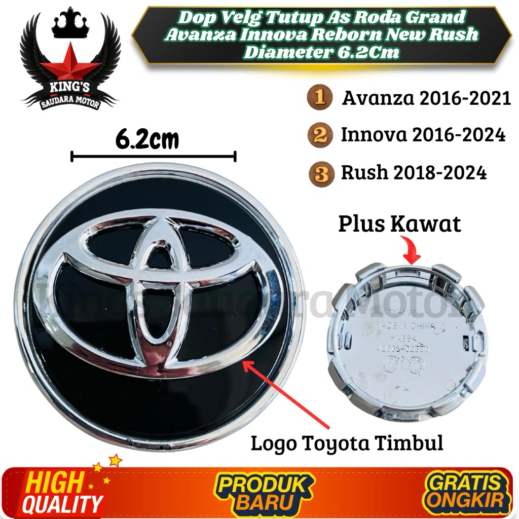 Dop Velg Tutup As Roda Grand Avanza Innova Reborn New Rush 2016-2020 Diameter 6.2Cm