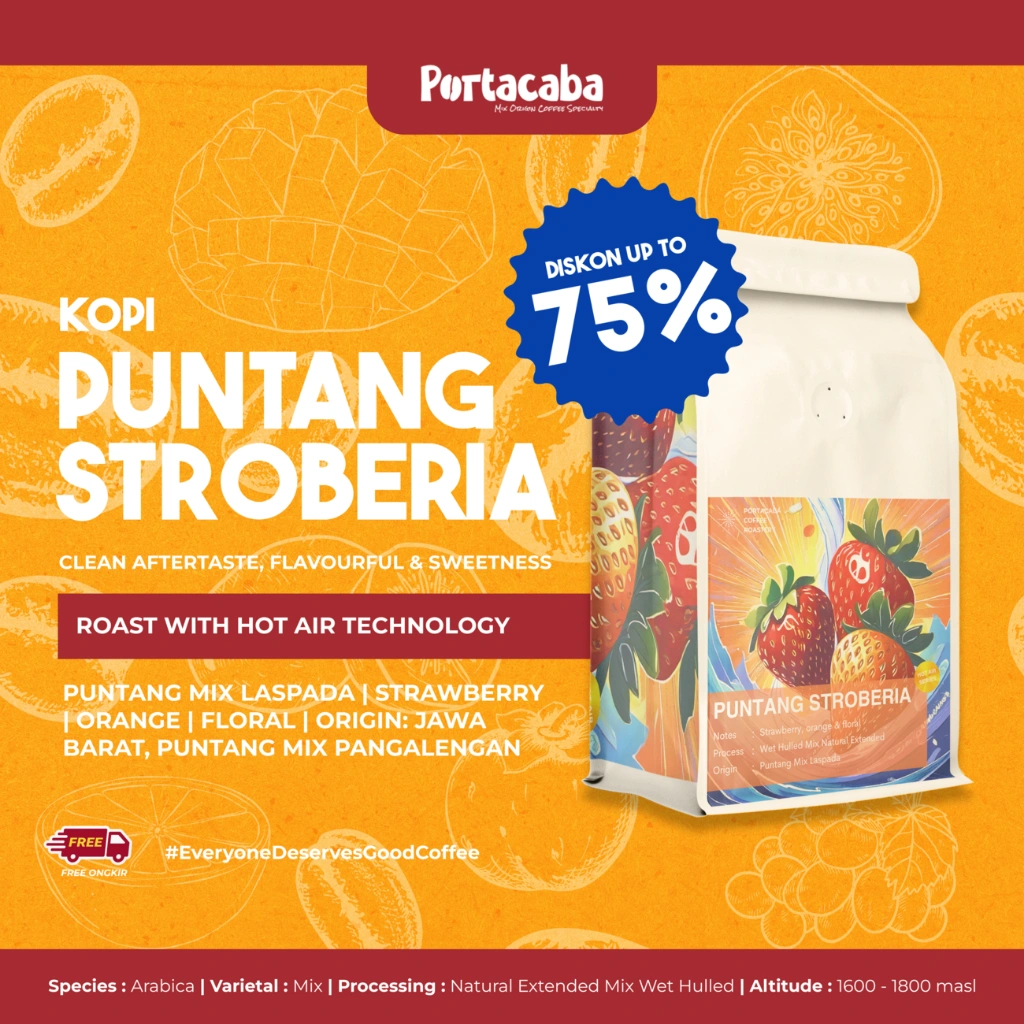 Biji Kopi Arabika Puntang Stroberia Natural Anaerob Full Arabika 200 gr - Portacaba Coffee Roastery