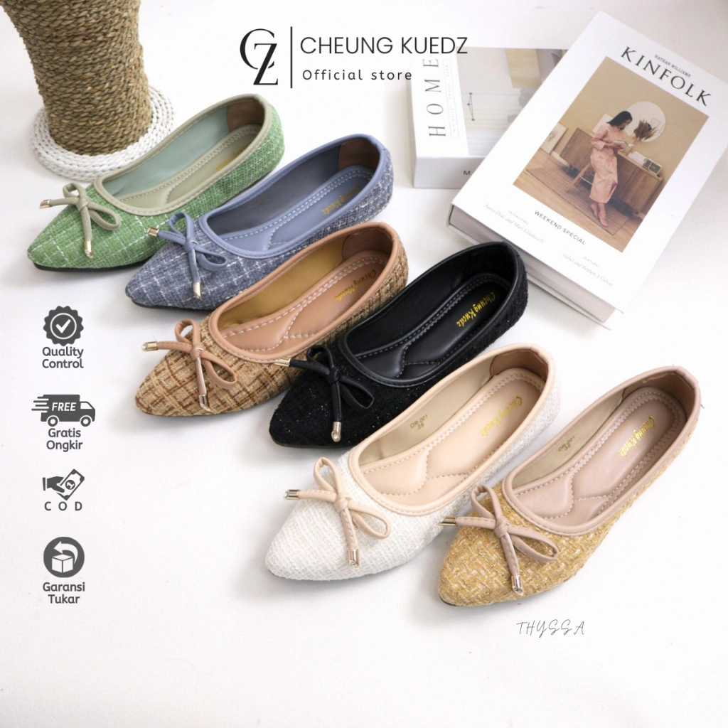 Cheung Kuedz Thyssa Sepatu Flat Wanita Flatshoes Bahan Canvas 