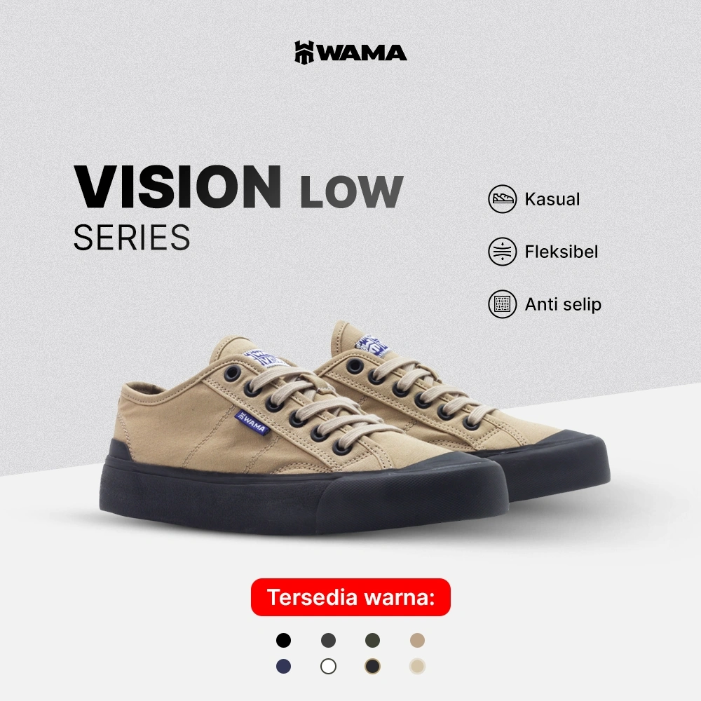 WAMA - Vision Low | Sneakers Casual - Sepatu Sneakers Casual Unisex Brand Lokal Vulcanized Top Anti Slip