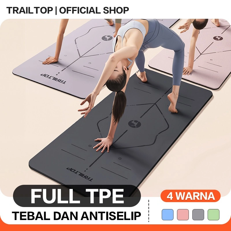 TrailTop Matras Yoga Premium Olahraga TPE Yoga Mat Tebal 6/8 mm Banyak Warna Yang Bisa Dipilih