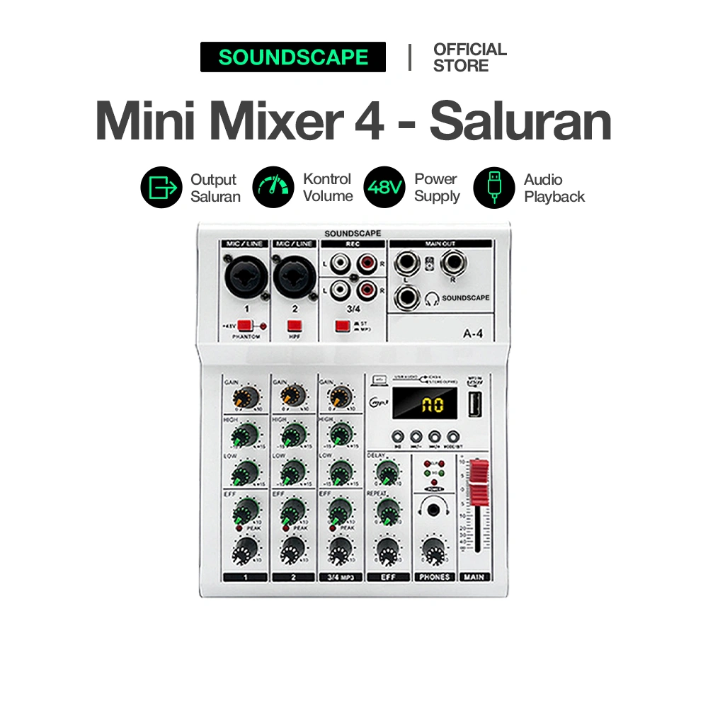 Soundscape bonkyo  COD  Pm4 Mixer Sound Audio System Bluetooth Dsp USB 4 Channel Mini Audio Interface For Recording 12v Mixer With Equalizer