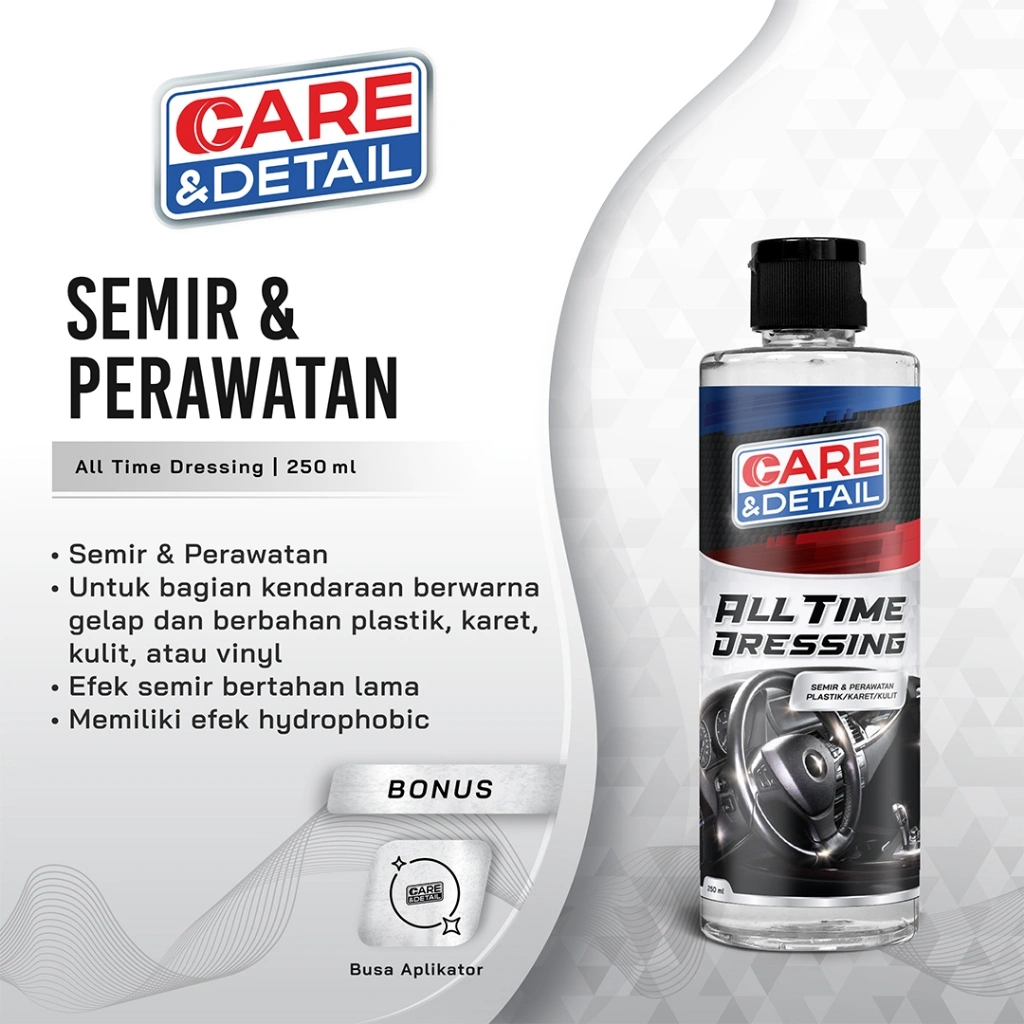 Care & Detail All Time Dressing | Penghitam & Pengkilap Trim Plastik Karet Dashboard Mobil Motor