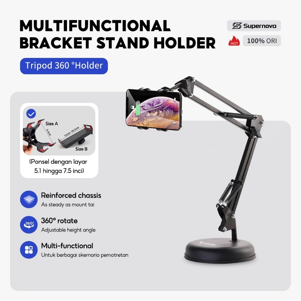 Supernova Handphone Multifunctional Bracket Stand Holder Hp Tripod 360 Derajat Dudukan Hp