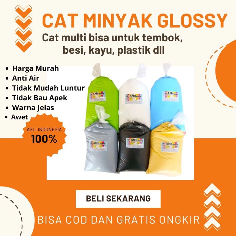 cat multi Glossy atau cat mengkilap 1kg cat untuk kolam, lapangan, tembok, kayu dan besi