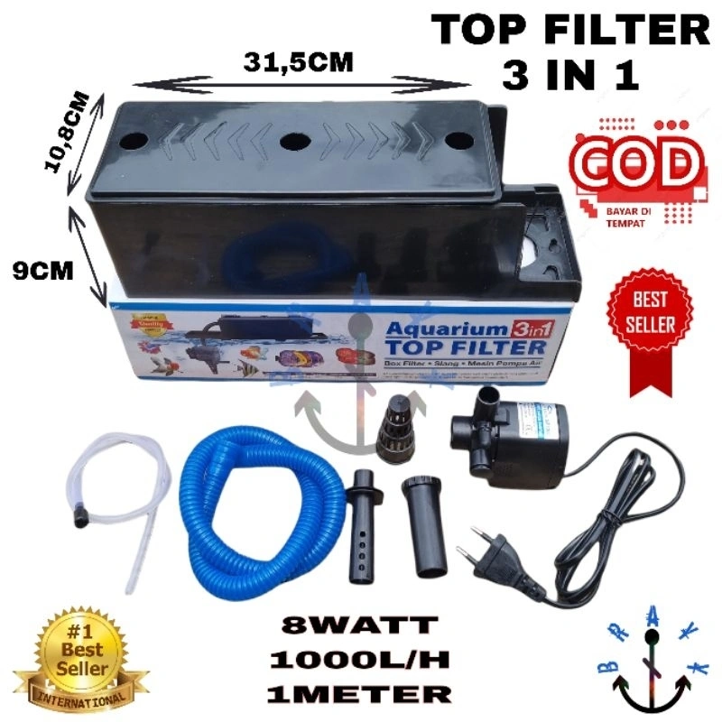 Filter Pompa Komplit Top Filter Box Aquarium 3 In 1 Top Filter SP 1200 Garansi (BOX LEBIH BESAR)