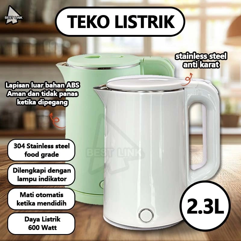Teko Listrik Pemanas Air  600W 2,3L / Listrik Water Heater Kettle Listrik / Teko Listrik Stainless
