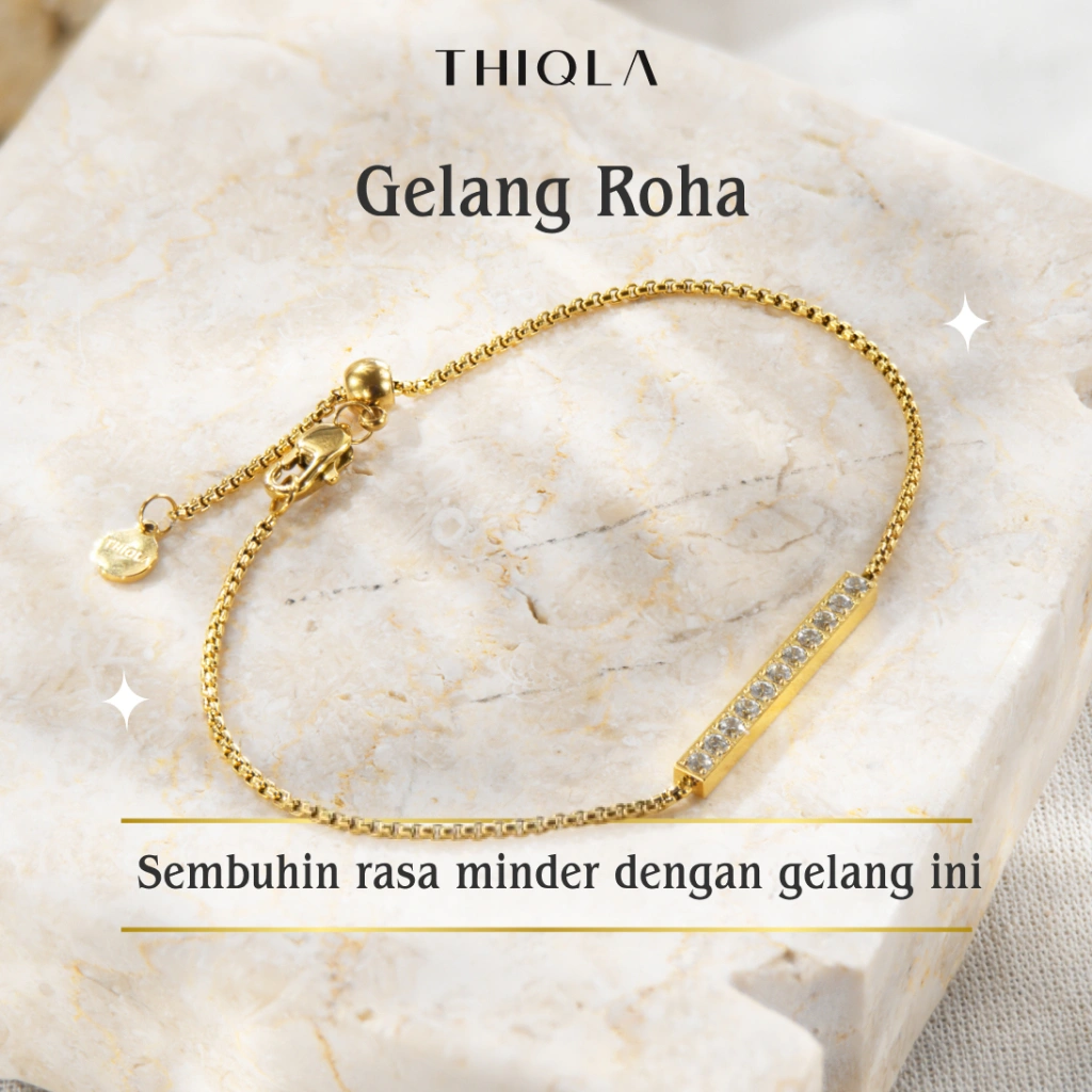 THIQLA - Gelang Serut Premium ROHA - Gelang Wanita Anti Karat, Anti Hitam, Anti Gatal - Garansi SEUMUR HIDUP - Aksesoris Perhiasan Stainless Steel 316L