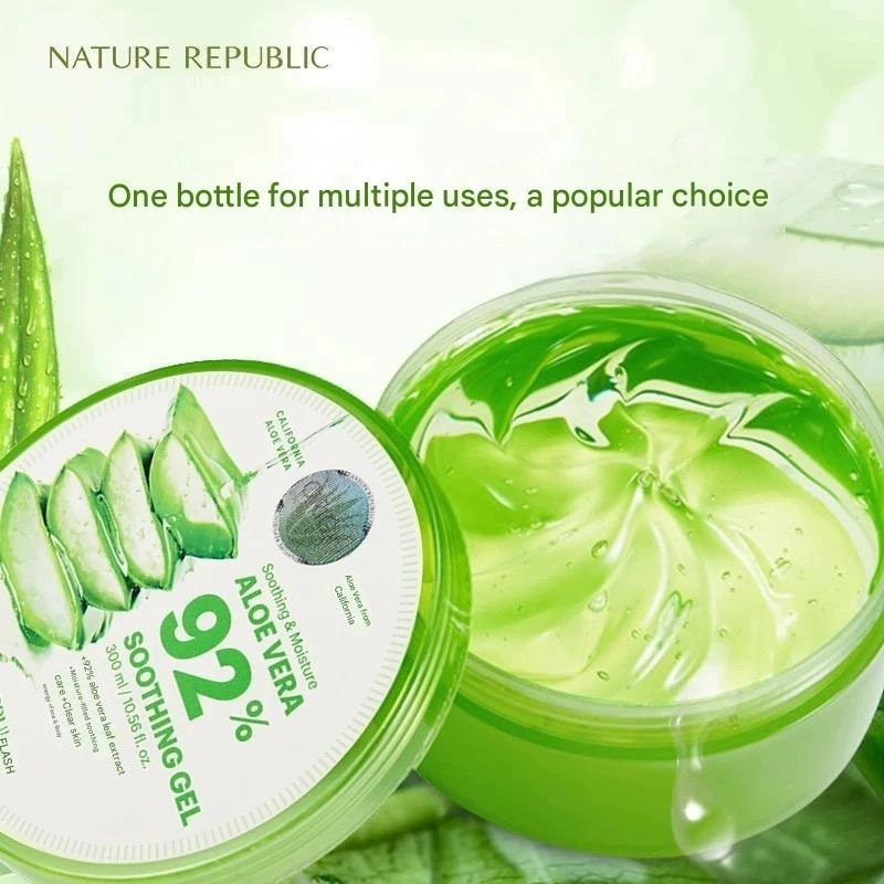 LUCKYMALL NATURE REPUBLIC ALOE VERA 92% SOOTHING GEL 92 Persen MOISTURE 300 ML ORIGINAL FROM SOUTH KOREA NATREP