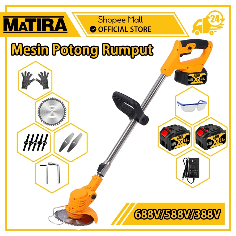 MATIRA 688V/588V  Mesin Potong Rumput Pemotong Rumput Listrik Pemangkas Rumput dengan Baterai Li-ion
