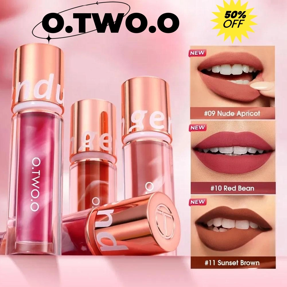 O.TWO.O Lipstik Matte Tahan Lama Tahan Air 24 Jam Tinta Beludru Pewarna Bibir Anti Lengket Lip Gloss Lipstik Cair Makeup Untuk Bibir