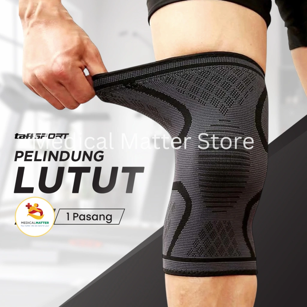 TaffSport Pelindung Lutut Knee Support Pad Brace Fitness Gym 1 Pair S M L XL - A-7718 - Black
