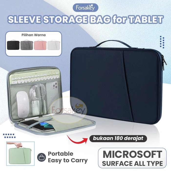 ( 6 PILIHAN WARNA ) Microsoft Surface Pro 11 X 10 9 8 7 6 5 Go 1 2 3 4 10.5 11 12 13 Inch Sleeve Pouch Storage Hand Bag Tas Handle Jinjing Sarung Case Casing Cover Kerja Kantor Kuliah Slot Keyboard Pencil Tab Tablet Laptop PC