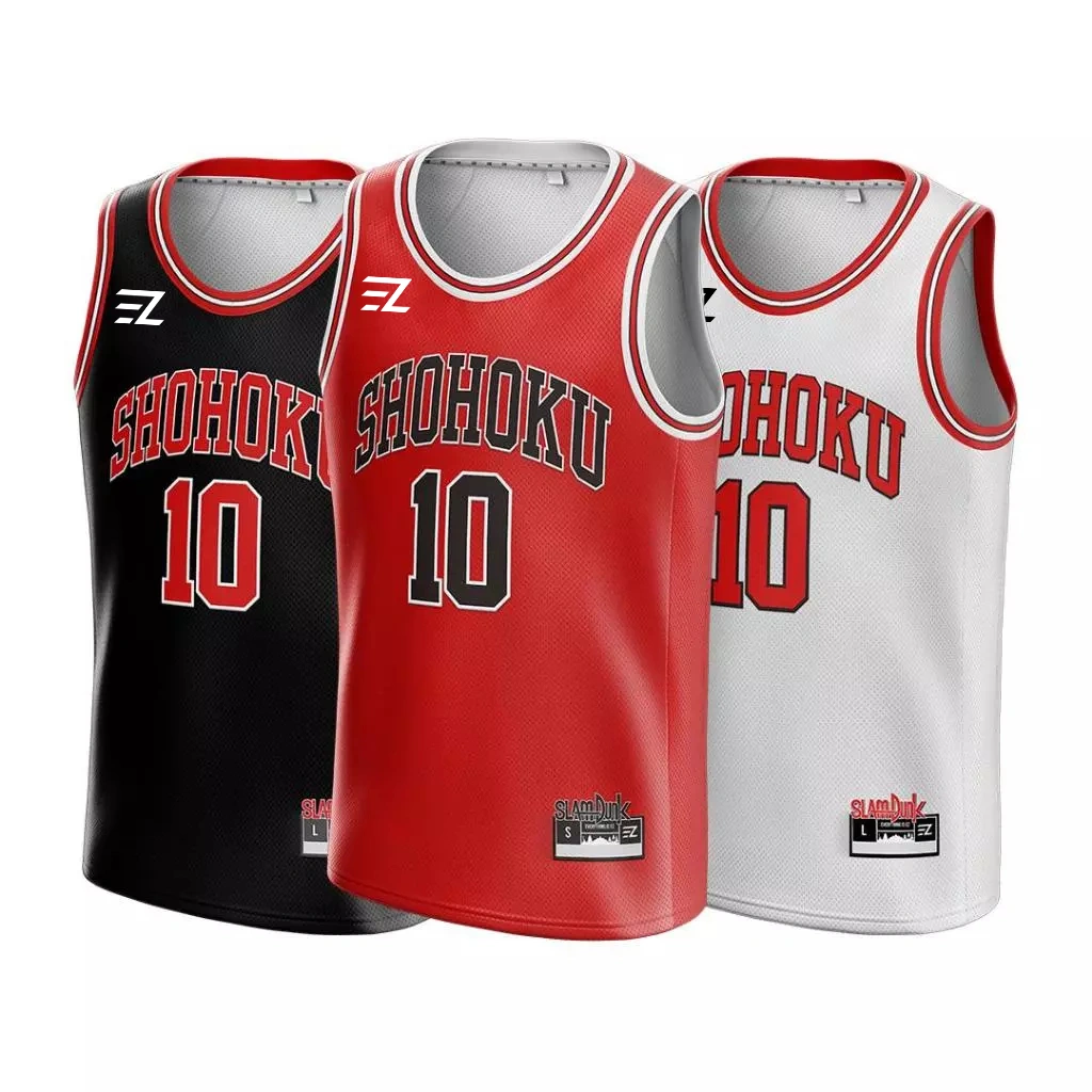 [ORIGINAL] Jersey Sakuragi Hanamichi  #10 Shohoku ANIME HITAM PUTIH MERAH -  Swingman Bola Basket Baju Kaos T-Shirt Tshirt Atasan Costum Kostum