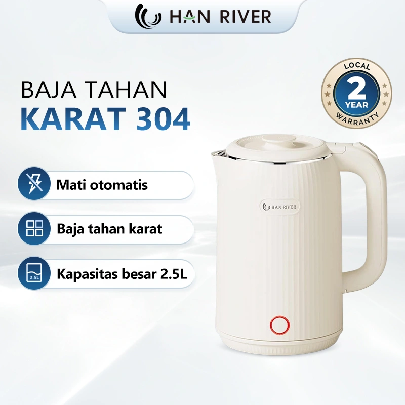 HAN RIVER Teko Listrik 2.5L Pemanas Air Electric Kettle Boiling Water - Putih