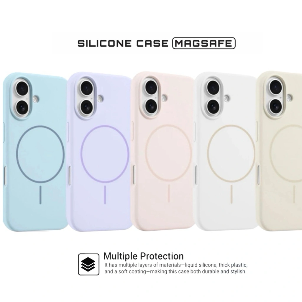 Premium Liquid Silicone Magnetic Case Anti Noda For iPhone 11 12 13 14 15 16 16E 17 PRO MAX PLUS  AIR Velvet Pastel Wireless Charging Case