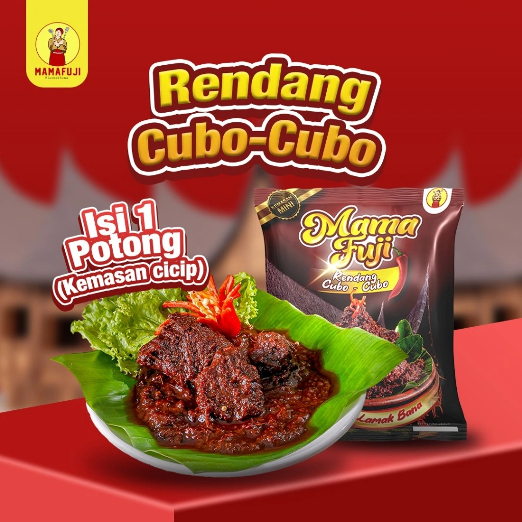 [NEW LAUNCHING] Mamafuji - Rendang Daging Cubo-Cubo 80 Gram (Kemasan Cicip) Isi 1 Potong Daging