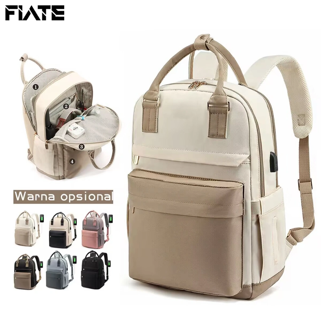 FLATE Tas Ransel Wanita Tas Sekolah Fashion Korean Style Tahan Air Tas Ransel Laptop 16 inch
