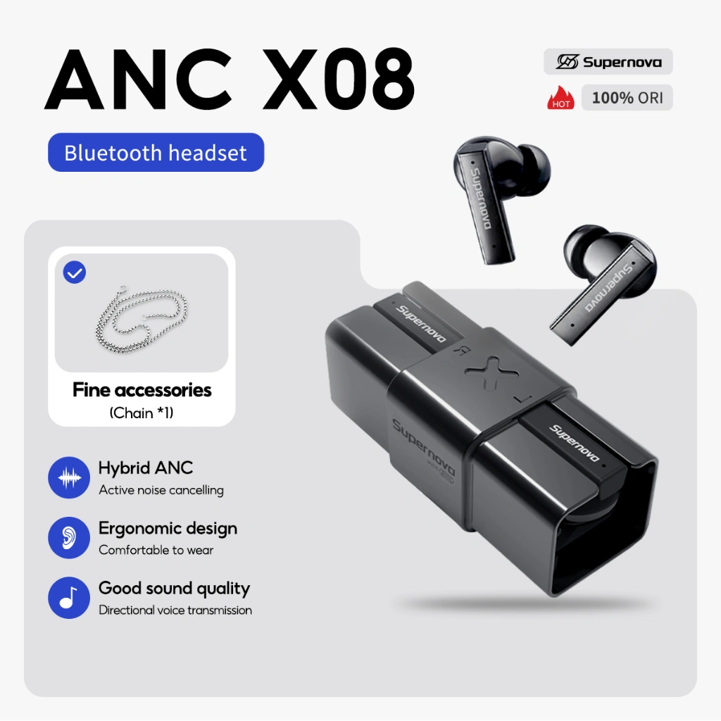 Supernova X08 ANC Headset Bluetooth Headphone Earphone Headset Headphone Earbuds TWS