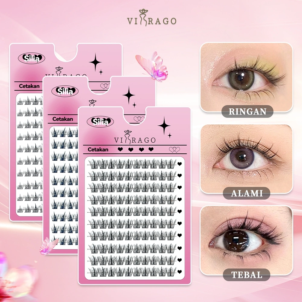 VIRAGO Bulu Mata Eyelashes Natural / Bulu Mata 3D Viral / Bulu Mata Palsu / Bulu Mata Mega Bulu Mata Korean Look Bulu Mata Palsu Lem