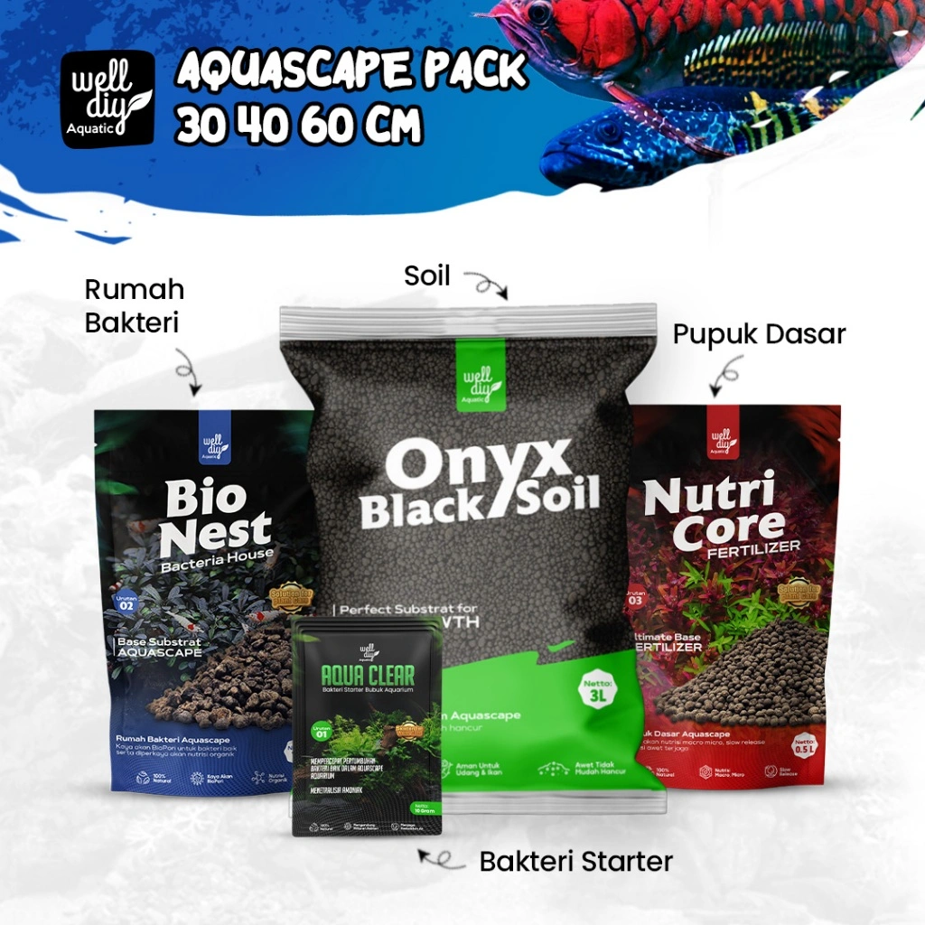 Starterpack Aquascape Pack Paket Media Tanam Aquascape Aquarium 30 40 60 cm