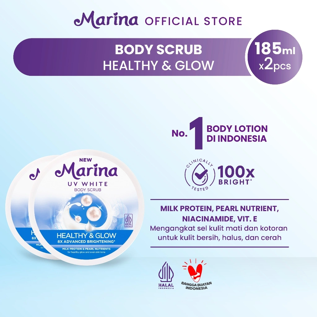 Marina Body Scrub Healthy Glow [185ml/ 2pcs] - Exp : 04.2028