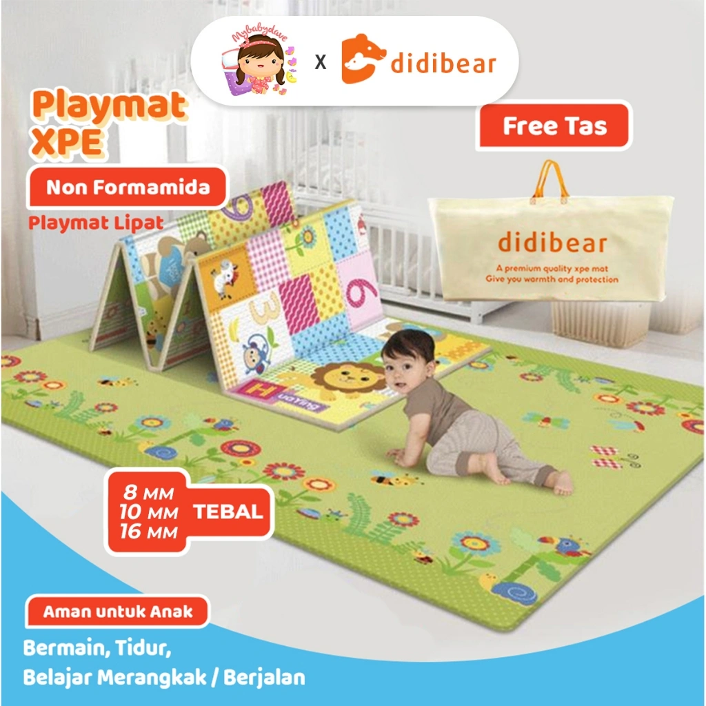 SNI KARPET LIPAT MATRAS PLAYMAT ( BONUS TAS ) DOUBLE PAD - MATRAS PLAYMAT PREMIUM - MATRAS BAYI