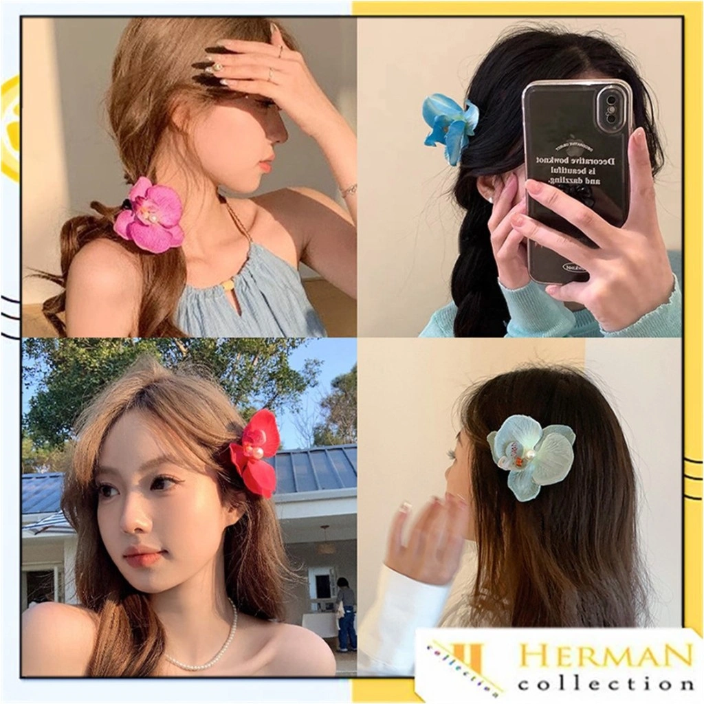HC Jepit Rambut Bunga Anggrek Kupu-kupu Orchid Hair Clip Aksesori Rambut Aesthetic Gaya Korean