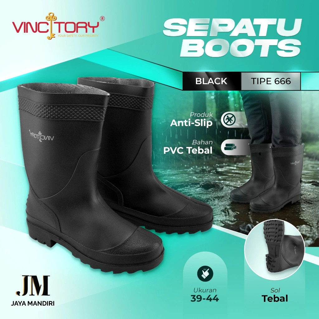 Sepatu boots hitam karet proyek / Sepatu Proyek / Sepatu Boot panjang Karet / Safety Boot 2836 2841