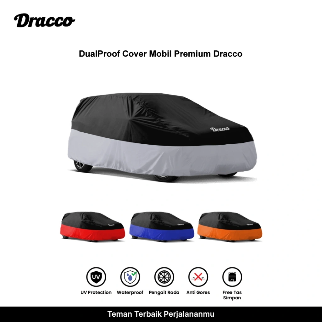 Cover Mobil Premium Dracco DualProof | Sarung Mobil Waterproof, Anti Gores,UV Protection +Tas Simpan
