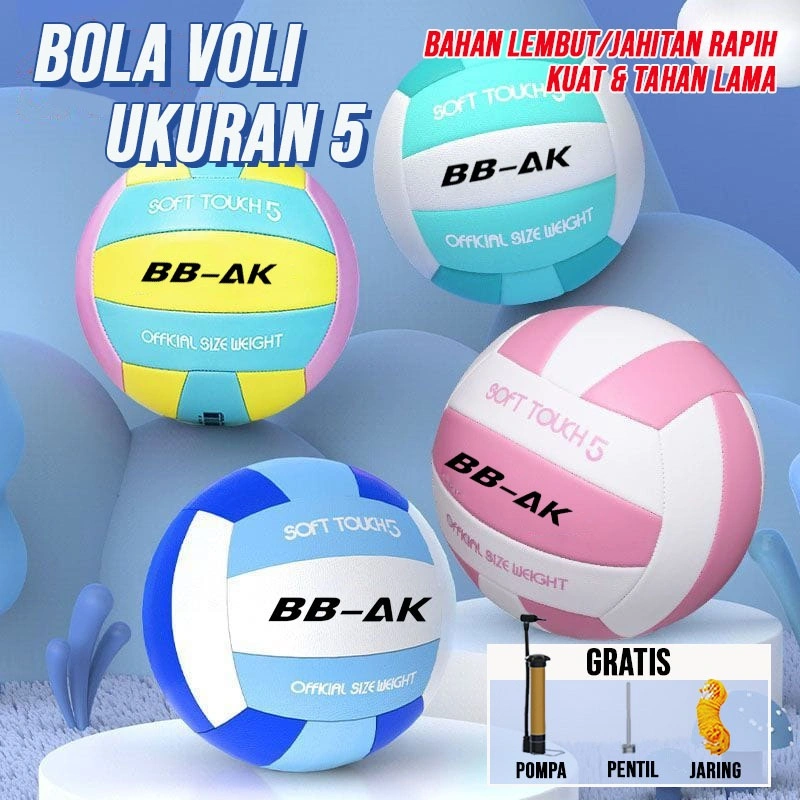 BBAK Bola Voli Size 5 Bola Voli Premium Empuk | Gratis Pompa Jaring Pentil