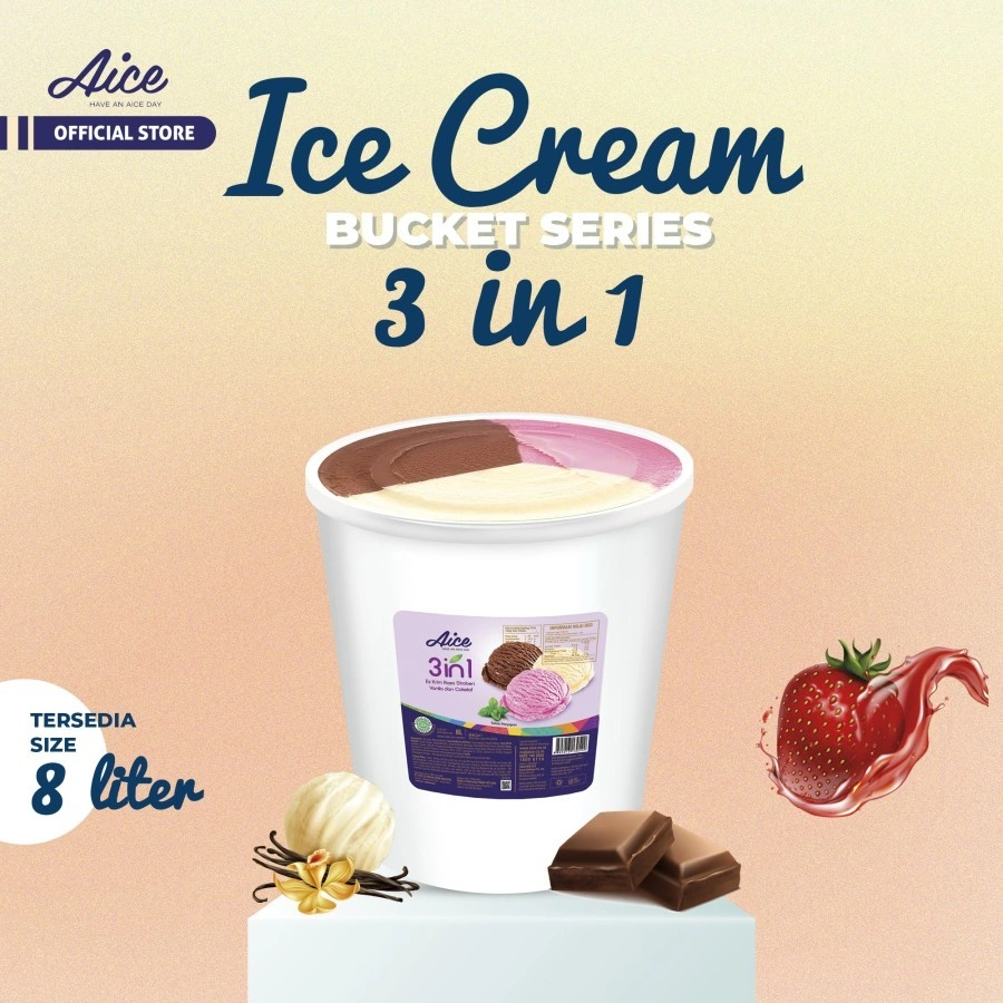 AICE 3 in 1 Bucket 8 Liter Ice Cream Es Krim 3in1 Ember 8L Eskrim