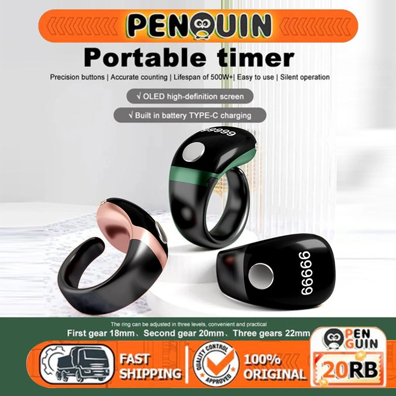 LED Multifunctional Zikr Smart Ring Lite Cincin Muslim Tasbih Digital Bluetooth Ring Vibration Reminde/ plastic Digital Tasbih Smart Zikr Ring with charging cable