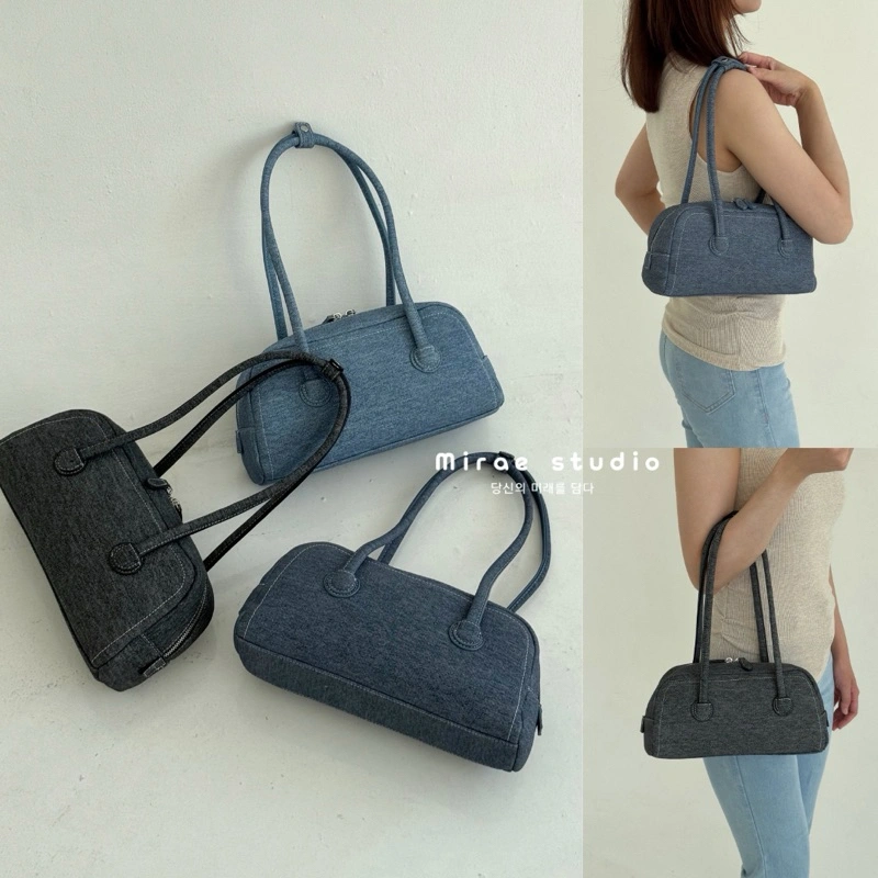 JI-YEON  (DENIM MIX PU LEATHER) shoulder bag - MIRAE STUDIO