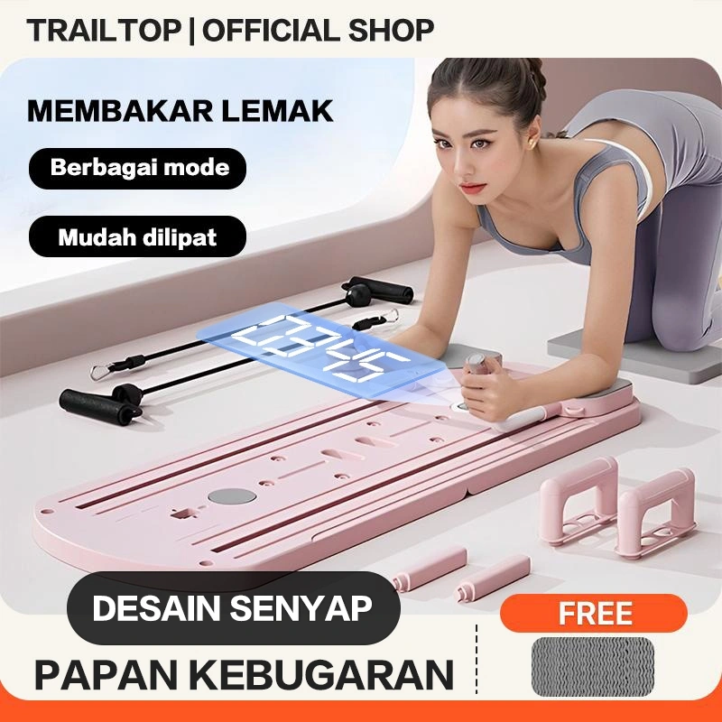 TrailTop Papan Perut Latihan Perut Aerobik Pilates Board 5 ln 1 Push Up AB Wheel Roller Alat Sit Up