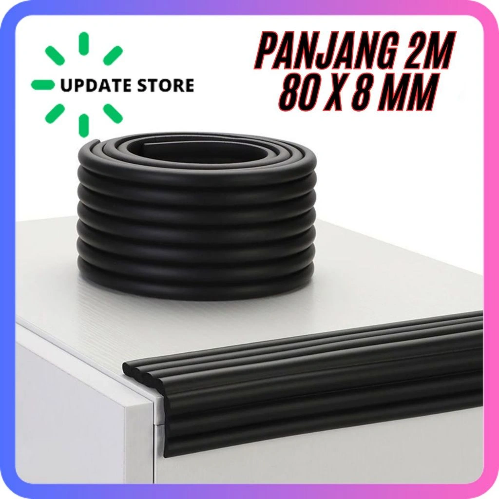 Pelindung Sudut Meja Bumper Pinggiran Meja Table Edge Corner W Shape 80mm 2M - L-8104 - Black