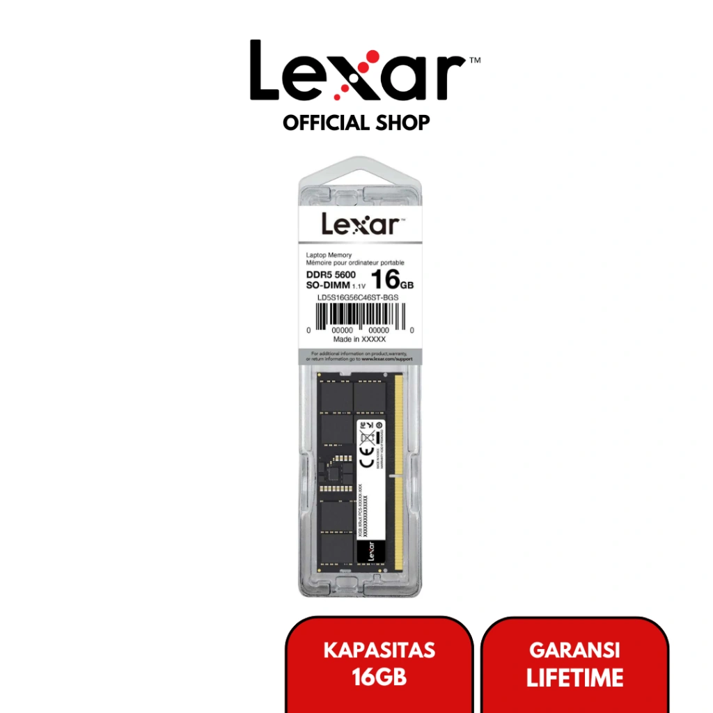 Lexar RAM Laptop SODIMM DDR5 5600 (PC5 - 38400) - 8GB / 16GB / 32GB