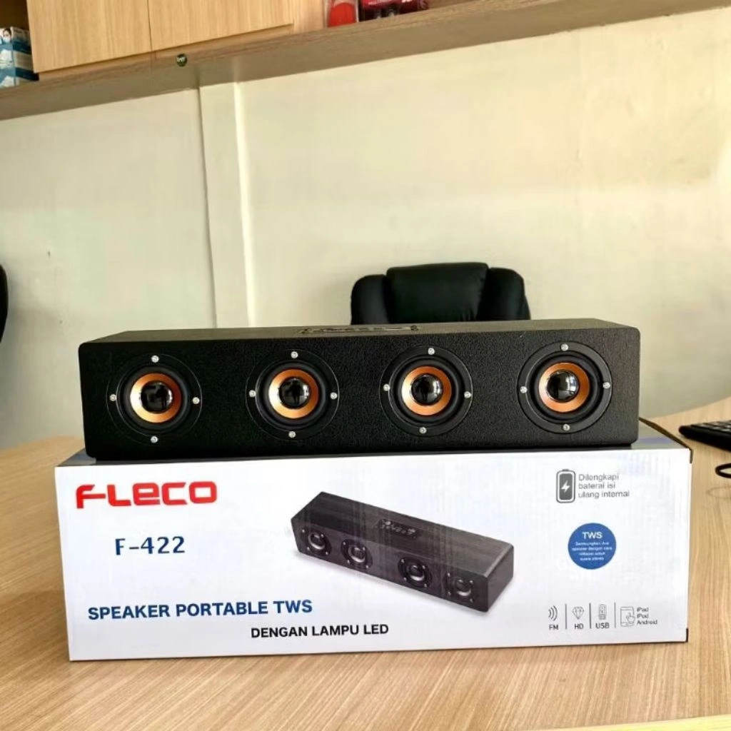 Soundbar FLECO F-422 Speaker Wireless theater audio,  Stereo subwoofer support TWS Speaker Portable Garansi Resmi 1 Tahun Best Seller