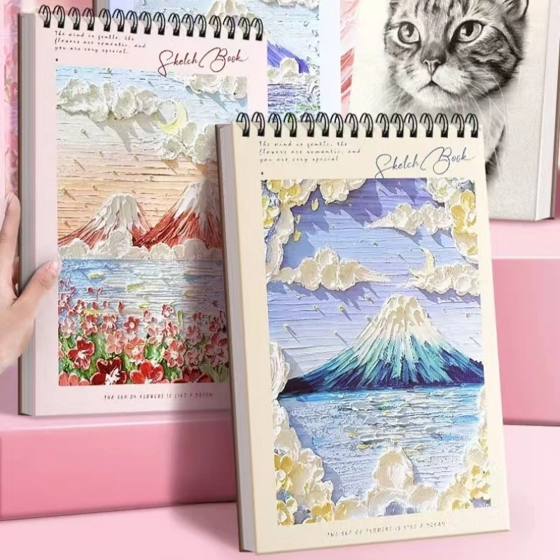 VOOVA Sketchbook A4 Aesthetic Buku Gambar Vertikal Jilid Spiral 45 Halaman