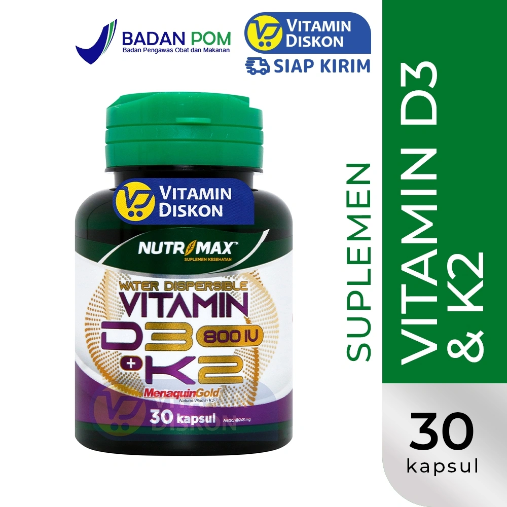 NUTRIMAX WATER DISPERSIBLE VITAMIN D3 PLUS K2 30 TABLET | Suplemen Kalsium Calcium Kesehatan Tulang Osteoporosis Lansia