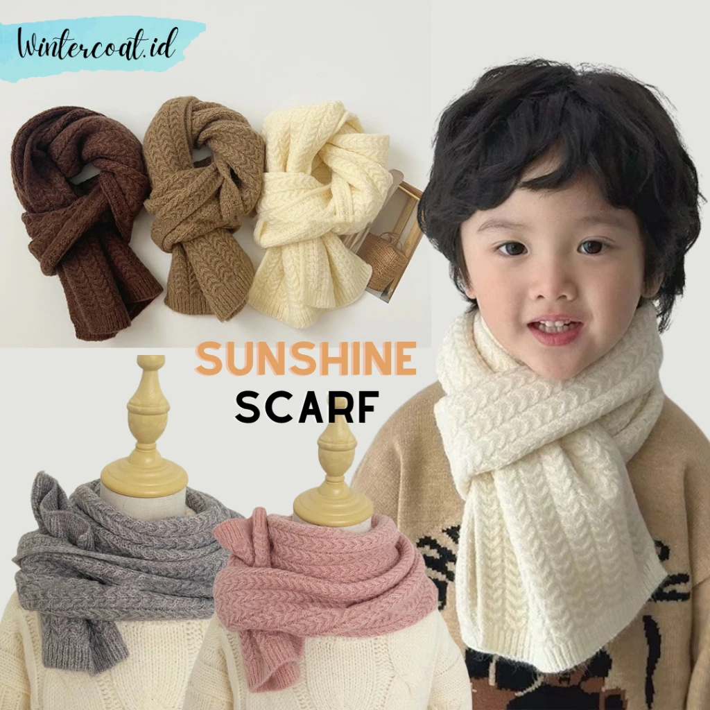Kids knitted scarf Sunshine autumn winter syal anak rajut hangat import knit pashmina children