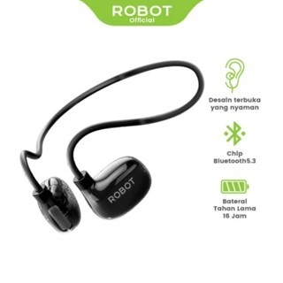 ROBOT OpenRun1 Ows Tws Wireless Earphone Powerful Bass Bluetooth 5.3 Neckband Headset Olahraga
