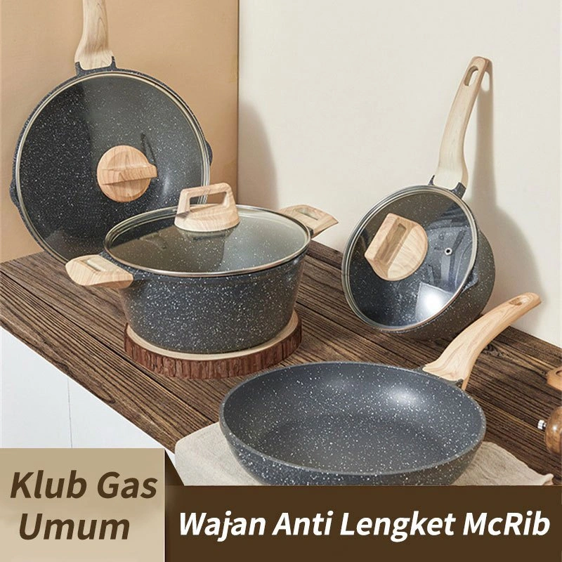 Antilengket Peralatan Masak 7PCS Peralatan Dapur Hitam Wajan Anti Lengket Set Panci Dan Wajan Untuk Kompor Gas Induksi Kompor Gas