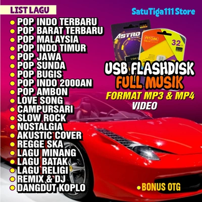 FLASH DISK LAGU AUDIO VIDEO MOBIL & SPEAKER BONUS OTG DAN HOLDER HP