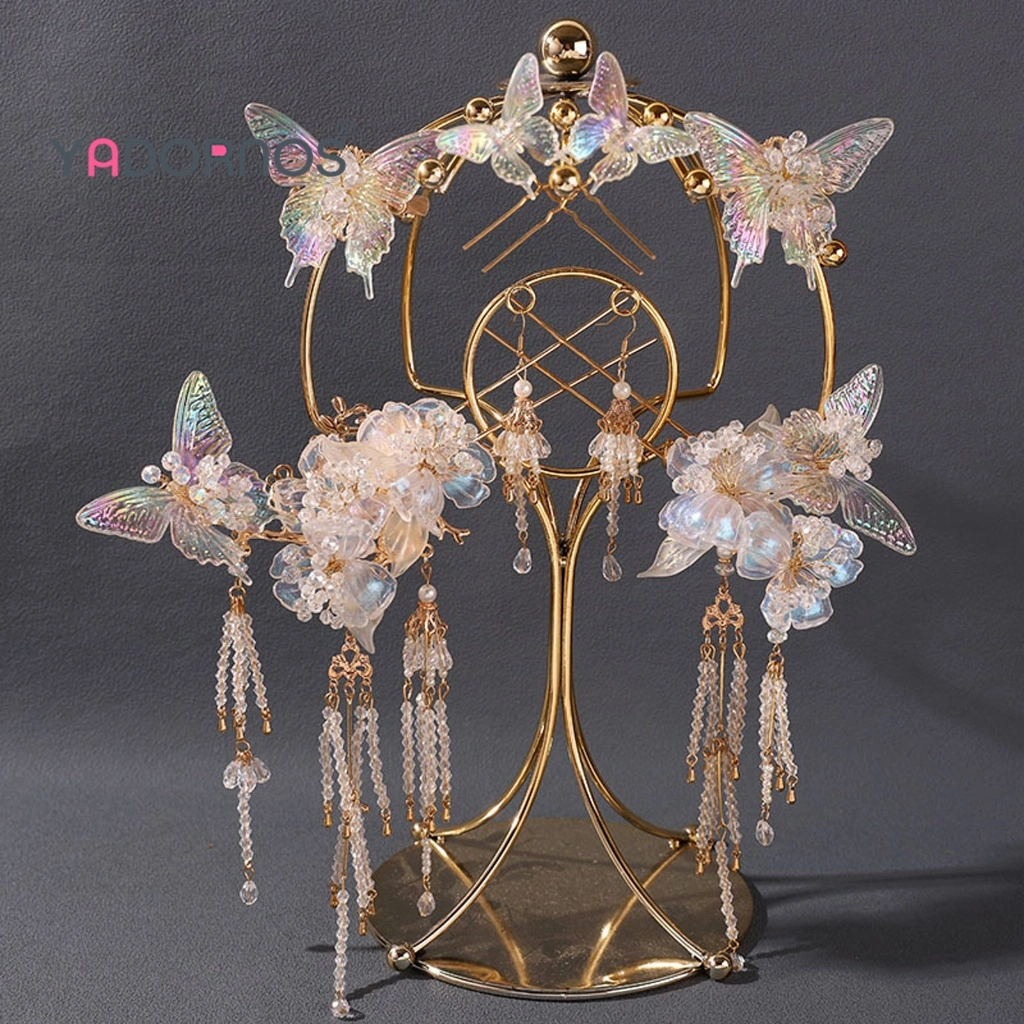 YADORNOS Hanfu Rambut Aksesori Set-Chinese Fantasi Berwarna-warni Kupu-kupu Hairpin Rambut Pin Set-Peringkat Gaya Rambut Rambut Aksesori Rambut