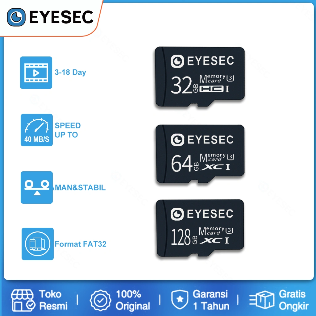 EYESEC  Micro SD 32GB 64GB 128GB Memory Card Micro SD Untuk Kamera CCTV Original